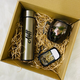 Personalized Custom Name LED Thermos Flask Bottle, Personalised Solid Copper 304 Stainless Steel Mule Mug Cup 500ml, Personalised Sanitizer Spray Bottle Keychain Gift Box Set With LED Fairy Lights (Klang Valley Delivery)