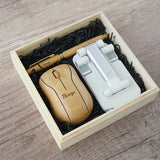 Office Gift Set #06 - Bamboo Wireless Mouse, Bamboo Gel Pen, Desk Phone Holder (Nationwide Delivery)