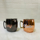 Personalized Solid Copper 304 Stainless Steel Mule Mug Cup 500ml Gift Box Set With LED Fairy Lights & Mini Flower Bouquet (Nationwide Delivery)