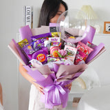 Aionnest Snack Bouquet M SIZE | Pink & Purple (Klang Valley Delivery)