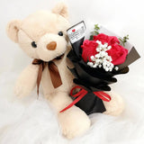 (Self Pick-up Only at Sg. Besi, KL on 14 Feb) Soap Rose Bouquet With Teddy Bear (Valentine's Day 2020)