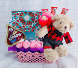 Chocolate Box with Assorted of Chocolate, Soap Flower & Teddy Bear