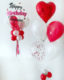 Customised 'Happy Birthday' Bubble Balloon Package (Red & White)