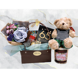 Teddy Bear & English Cottage Flower Bouquet with Chocolates