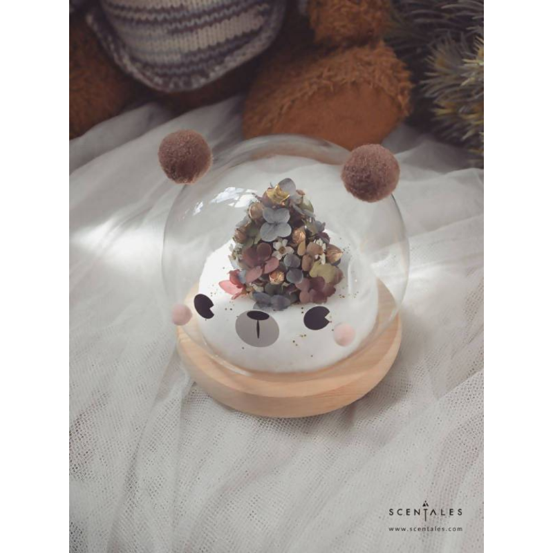 Scentales Wally The Bear Preserved Flower Glass Globe (Christmas Tree) | (Klang Valley Delivery)
