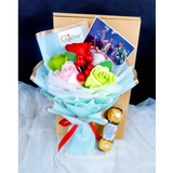 Green Soap Flower Bouquet With 3pcs Ferrero Rocher Gift Box (Klang Valley Delivery)