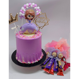 Princess in Purple Gown Cake with Chocolate Bouquet