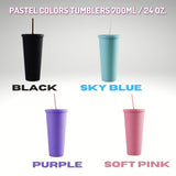 Personalized with Name Ins Style Pastel Color Water Tumblers (700ml / 24 oz each) with Drinking Straws Leak Proof Wedding Couple Lovers Gift Set Wedding / Couple Gift (Klang Valley Delivery)