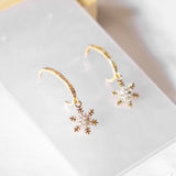 Snowflake Bedazzling Christmas Handmade Gold Earring - Christmas 2024