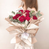 Red Roses with Cappuccino Roses Bouquet - Vintage Romance (Penang Delivery Only)