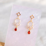 Red Sparkles Twinkling Winky Christmas Handmade Gold Earrings | (Nationwide Delivery) - Christmas 2024