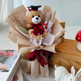 Graduation Bear with Soap Rose Bouquet (West Malaysia Delivery Only)