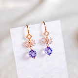 Tanzanite Dec Birthstone Twinkling Winky Christmas Handmade Gold Earrings | (Nationwide Delivery)