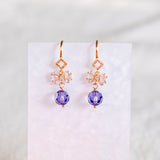 Tanzanite Dec Birthstone Twinkling Winky Christmas Handmade Gold Earrings | (Nationwide Delivery)