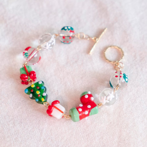 Joyful Twinkling Winky Christmas Handmade Gold Bracelet  - Christmas 2025