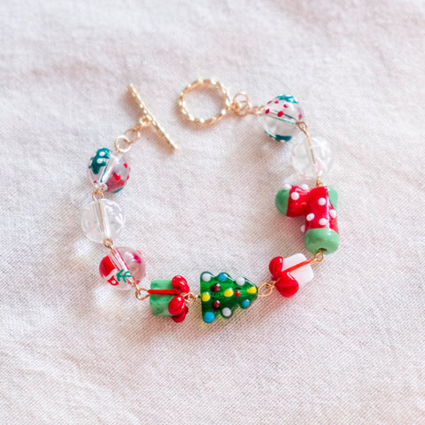 Joyful Twinkling Winky Christmas Handmade Gold Bracelet  - Christmas 2025