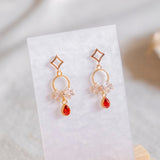 Red Sparkles Twinkling Winky Christmas Handmade Gold Earrings | (Nationwide Delivery) - Christmas 2024