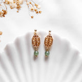 Green Jade Handmade Gold Earring