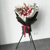 Scentales Rose with White Eustoma Opening Stand (Black) | (Klang Valley Delivery)