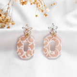 Glittery Blush Rose Pink Texture #2 Polymer Clay Gold Handmade Earring