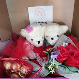 Couple Bear, Ferrero Rocher and Mini Soap Roses Bouquet (Klang Valley Delivery)