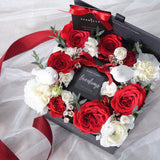 Scented Candle + Red Velvet Themed Flower Gift Box