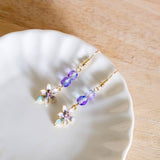Blissful Flower Iris Purple Handmade Gold Earring