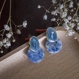 Blue Round Disk Stone Handmade Earring