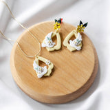 Dove and Daisy Yellow Polymer Clay Necklace