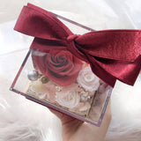 Arcylic Preserved Flower Box (Red & White)