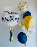 24'' Navy Blue Bubble Balloon Package with Fairy Light