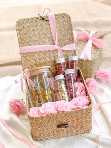 Nurturing Love | Gift Box With Personalized Glass With Lid And Test Tube Flower Tea (Nationwide Delivery)