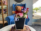 Flowers Bear and Cake (Artificial Flower) (Negeri Sembilan Delivery)