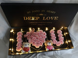 Valentine's Day 2023 Deep Love Couple Bear Pink Soft Roses (Soap Flower) (Klang Valley Delivery Only)