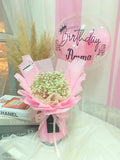 Baby Breath Flower Bouquet With Bobo Balloon (Penang Delivery Only)