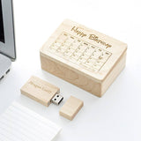Happy Birthday Design Wooden USB with Personalized Wording