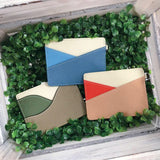 Genuine Leather RFID Card Case - Wave Olive and Khaki (Nationwide Delivery)
