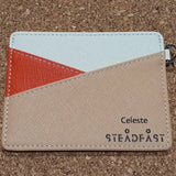 Genuine Leather RFID Card Case - Wave Pink and Grey (Nationwide Delivery)