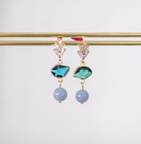 Leaf and Angelite Stone Gold Earring