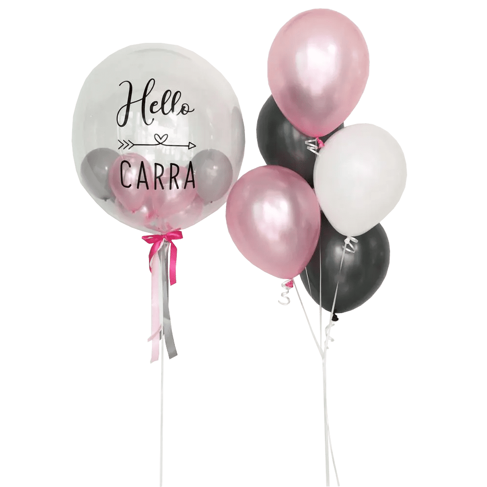 Graphite & Pink Bubble Balloon Bouquet