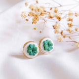 Clover Gold Stud Polymer Clay Earring (Nationwide Delivery)