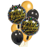 Helium - Foil Happy Birthday Black Gold Combo (Klang Valley Delivery)