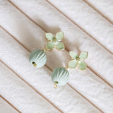 Sage Green Flower Gold Handmade Earring