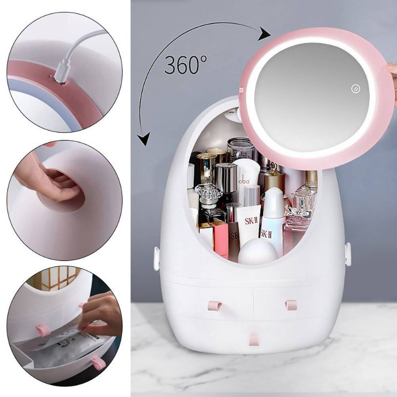 LED Mirror Vanity Makeup Organizer Case (Nationwide Delivery) Giftr
