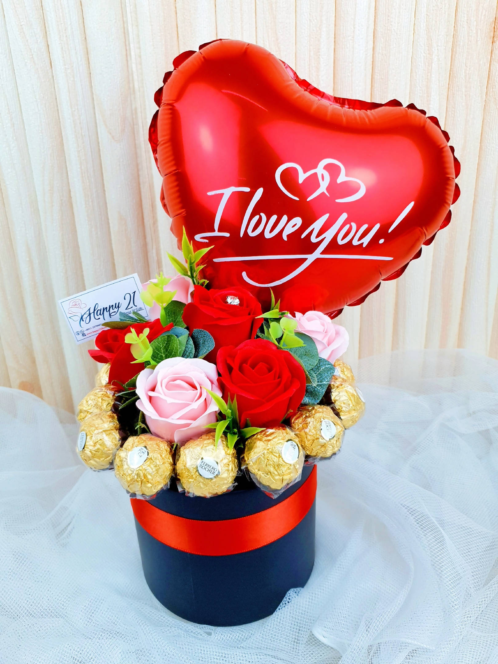 Soap Rose Mix Chocolate With Balloon Box - Happy21 Online Florist's Flower  on
