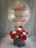 Red & White Theme Flower Box with Hot Air Balloon
