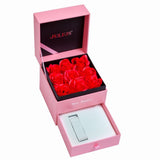 Julius Gift Set Artificial Rose Box Julius Korea Fashion Watch JA-1338 Julius + ESME Jewelry Necklace and Ear Ring (Nationwide Delivery)