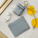 Personalised Tres Card Holder + Harper AirPods / AirPods Pro Case (Powder Blue) - Klang Valley Delivery