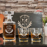 Personalized Whiskey Decanter Set (Design 9) (6-8 working days)