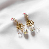 Springtime Pure White Flower Gold Handmade Earring